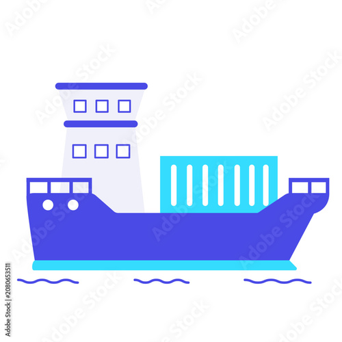 Container Ship Flat Icon