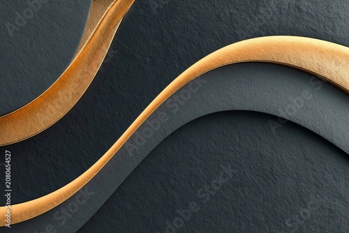 Abstract Waves of Gold Fluid Lines against Dark Textured Wallpaper Material for Christmas Promotion