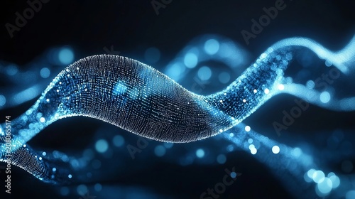 Abstract Digital Background Featuring Glowing Blue Particles And Wave Forms For Online Commerce.