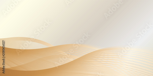 Obraz na plátně Abstract Golden Waves Flowing Smoothly Across a Light Background.