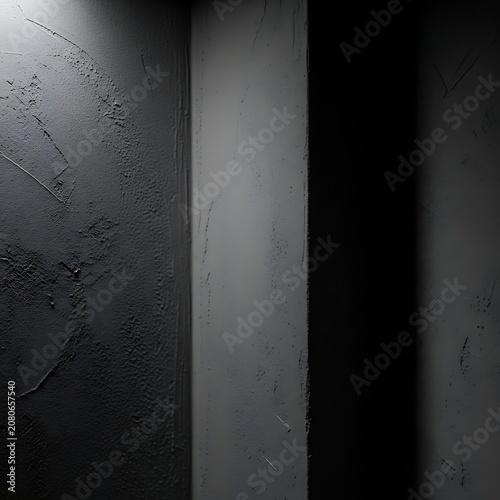 Dark Textured Concrete Walls Framing Narrow Shadowed Passage Indoors