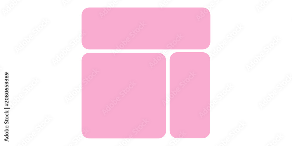 Fototapeta premium Pink color modern liquid bento grid collage frame effect UI panel template design. Web interfaces surface UI UX design.
