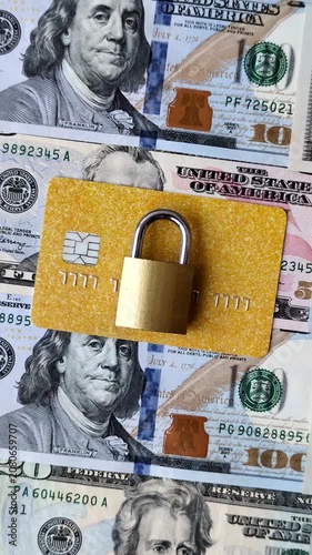Blocking of a bank debit card, account, or bill, fraud, or bankruptcy. Blocking of a bank card as a background for your design