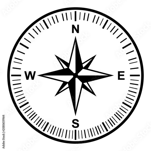 Cuadro en lienzo Compass direction north navigation tool vector icon with navigation direction ad