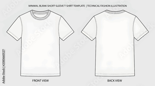 Blank T-Shirt Template Vector Technical Fashion Illustration Front and Back View Mockup