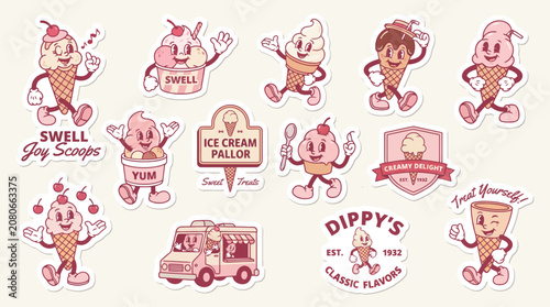 Vintage Style Frozen Dessert and Mascots Collection