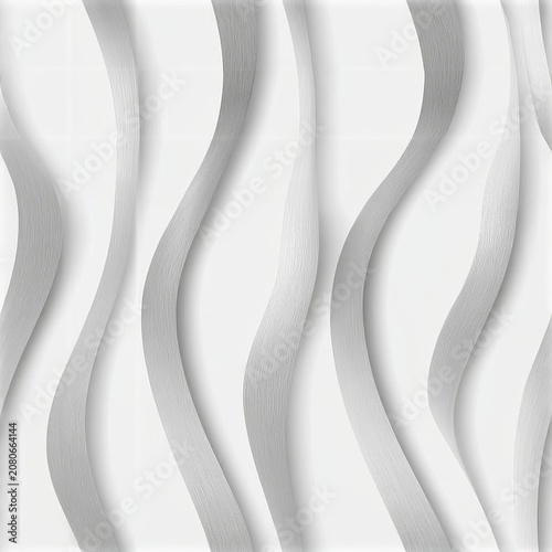 Abstract Geometric Vertical Wave Background Texture Featuring Glossy Silver and Gray Wavy Form Line.