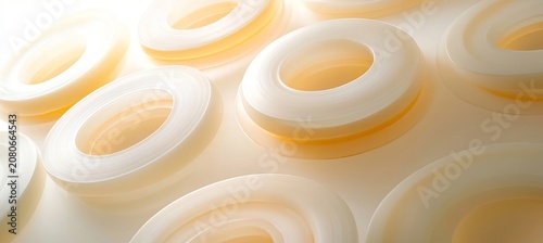 Abstract Top Down View of Fresh Leek Rings Arranged in a Pattern for Food Styling or Backgrounds