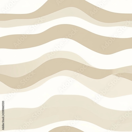 Minimalist Abstract Seamless Pattern with Smooth Wavy Flowing Lines and Warm Neutral Earth Tones