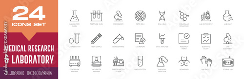 Foto Medical Research & Laboratory Line Icons Set