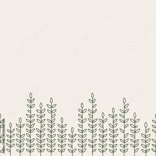Hand Drawn Botanical Border Seamless Pattern