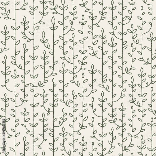 Hand Drawn Botanical Vine Seamless Surface Pattern