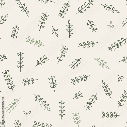 Scattered Botanical Sprigs Seamless Repeat Pattern