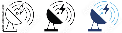 Konstfotografi Satellite dish antenna communication icons set designed as a professional vector