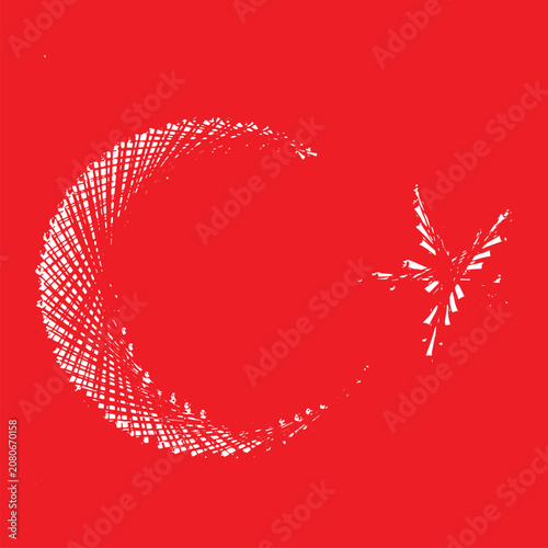 Turkish flag, national flag of Türkiye, Turkish flag in red and white with crescent moon and star. Vector illustration.