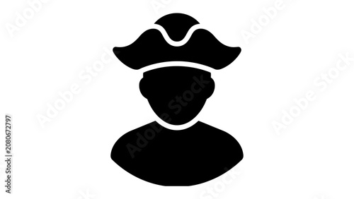 Photos Silhouette of a Pirate Captain: A bold, black silhouette of a pirate captain wearing a classic tricorn hat, representing adventure and historical exploration