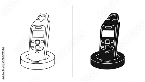 Konstfotografi Digital Recorder Icons: A comparison of two digital voice recorders, one in a clean line drawing style and the other as a solid black silhouette, presented on a white background