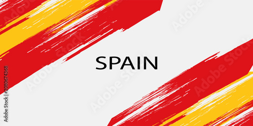 Spain vector watercolor national country flag icon. Hand drawn illustration with dry brush stains, strokes, spots isolated on gray background. Painted grunge style texture for posters, banner design.