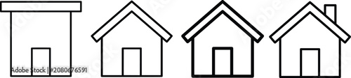 Photos Set of simple house and home line icons isolated on white background