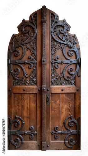 Ornate Gothic double wooden church door
