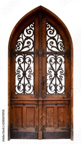 Ornate Gothic double wooden church door