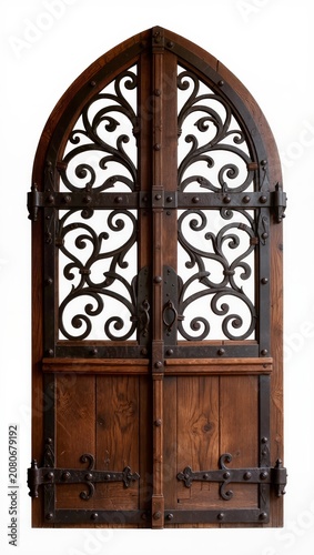 Ornate Gothic double wooden church door