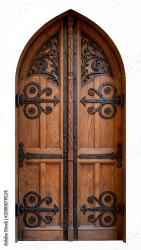 Ornate Gothic double wooden church door