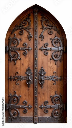 Ornate Gothic double wooden church door