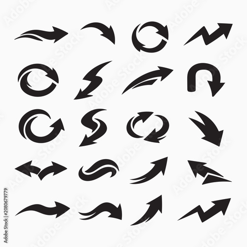 Black Arrow Silhouette Icon Set – Modern Directional Vector Collection