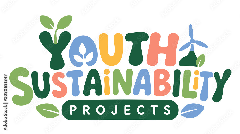 Naklejka premium Youth Sustainability Projects Logo With Colorful Typography.