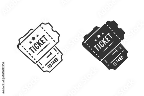 Vintage style cinema and concert admission ticket vectors for entertainment and booking UI design