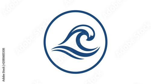 Stylized blue wave in a circle
