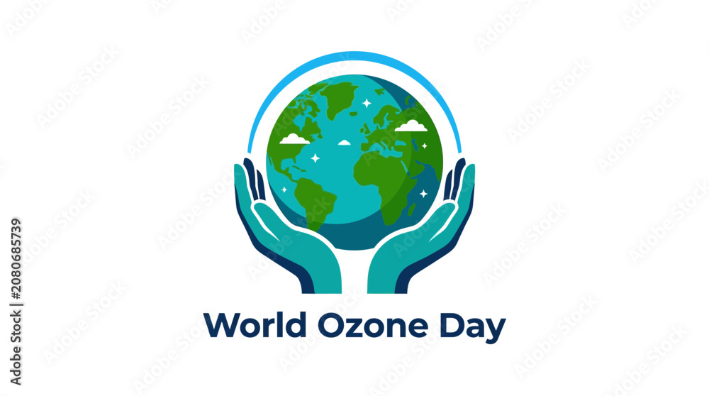 Fototapeta premium World Ozone Day Concept with Hands Protecting Earth Globe