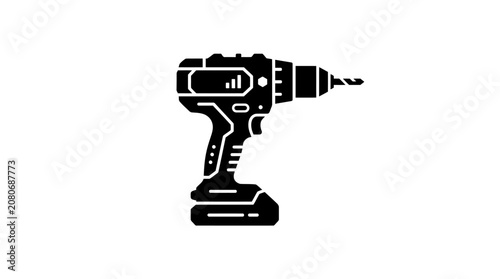 Black silhouette of a cordless power drill tool