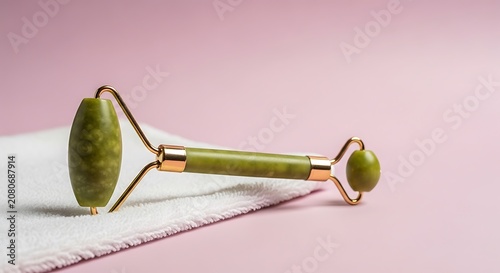 Jade facial roller for skin care.