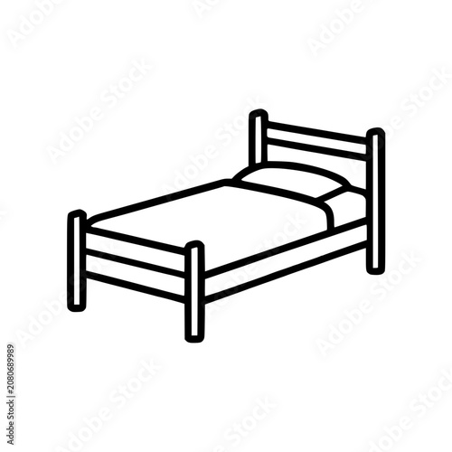 Bed minimal style black icon on white background 