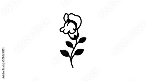 Simple hand drawn flower sketch on white background