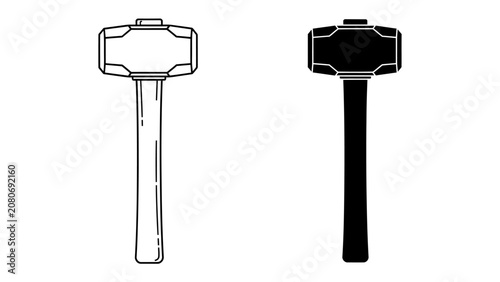 Εκτύπωση καμβά Sledgehammer Icons: Two sledgehammer icons, one outlined and one solid black, represent the heavy tool