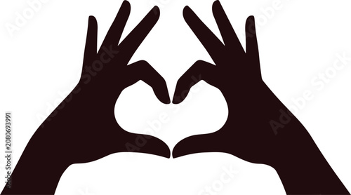 Two hands forming a heart shape with fingers on white background