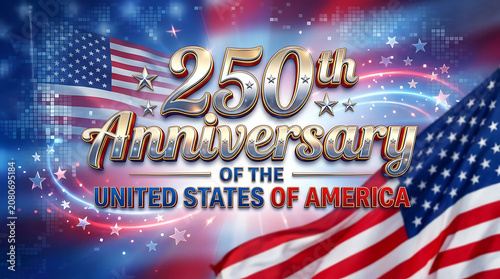 250th anniversary celebration design with american flag and stars