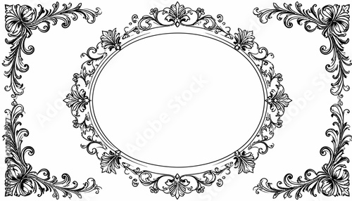Oval frame with decorative floral corners