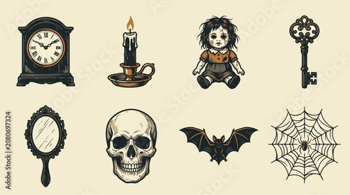 spooky gothic halloween symbol vector