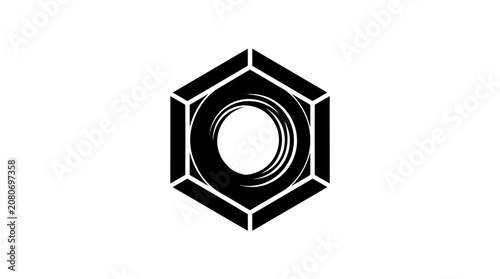 Black and white abstract geometric hexagon logo symbol