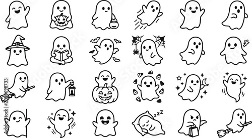 Halloween ghost stickers cute cartoon characters for kids and adults