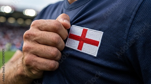 English Football Player Touching National Flag Badge