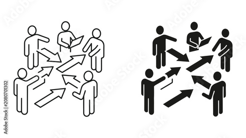 Business team pointing at growth arrows during collaborative strategic planning