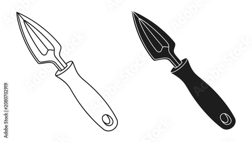 Tableau sur toile Citrus Zester Tool: An illustration depicting a citrus zester tool in both line art and silhouette form, highlighting its design for extracting zest from fruits