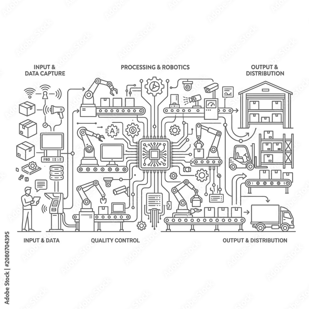 Obraz premium Automated logistics and distribution flowchart illustration