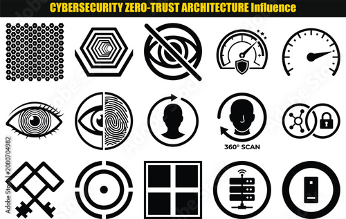 Cybersecurity elements arrangement a collection of circular and geometric shapes representing data protection concepts zero trust network security digital information