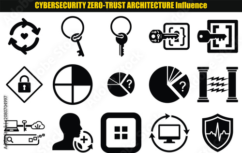 Arrangement Of Keys Locks And Digital Interface Elements On A Light Surface lock security data protection network access control authentication